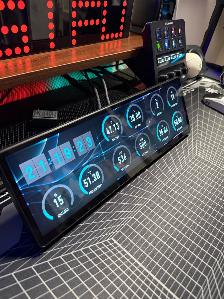 Corsair Xeneon Edge in my setup (angle 1)